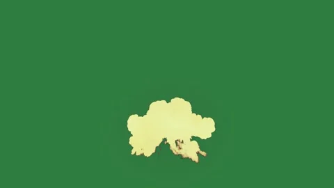 Cloud fire is burning red substance skull flower isolated on green screen Stock Footage 336954041