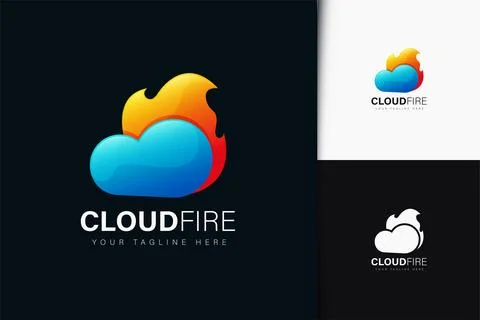 Cloud fire logo design with gradient Stock Illustration