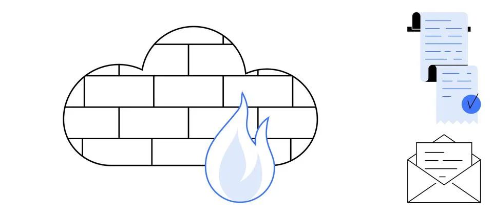 Cloud Firewall Protection with Secure Documents and Email Communication イラスト素材