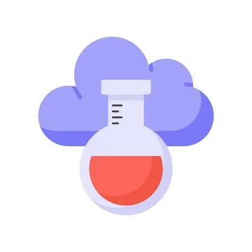 Cloud with flask showing concept vector of cloud experiment, customizable design Illustrazione stock