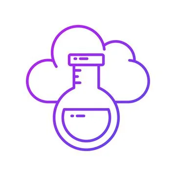 Cloud with flask showing concept vector of cloud experiment, customizable design 스톡 일러스트