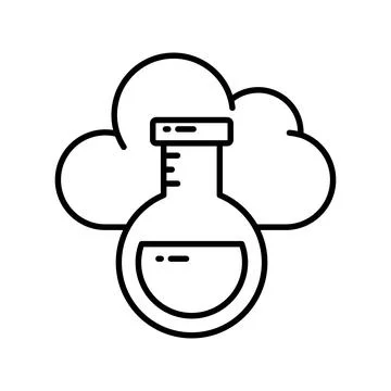Cloud with flask showing concept vector of cloud experiment, customizable design Illustrazione stock