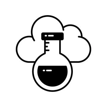 Cloud with flask showing concept vector of cloud experiment, customizable design Stockillustratie