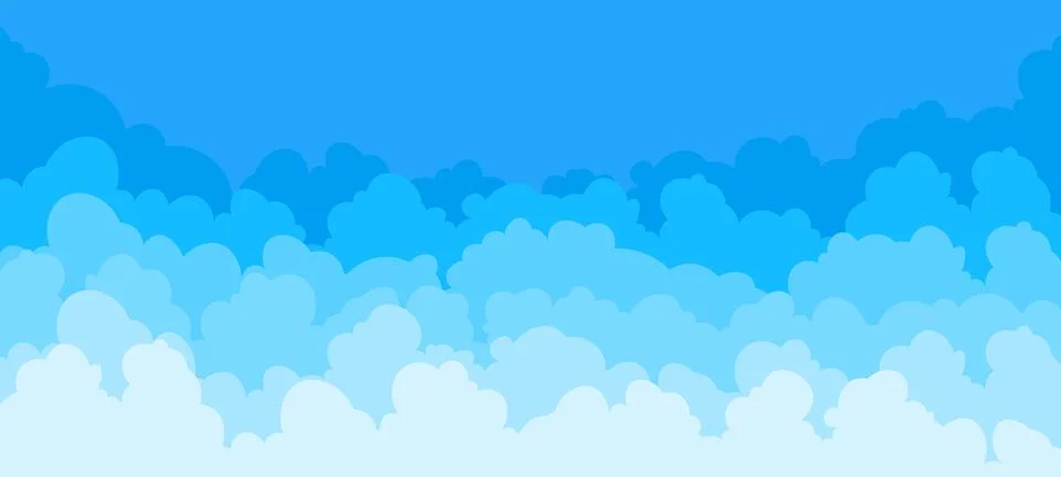 Cloud flat background. Cartoon blue sky pattern abstract cloudy frame summer イラスト素材