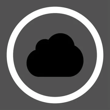 Cloud flat black and white colors rounded vector icon Stock Illustration