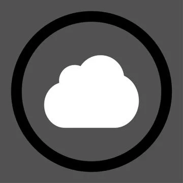 Cloud flat black and white colors rounded vector icon Stock Illustration