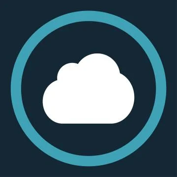 Cloud flat blue and white colors rounded vector icon Stock Illustration