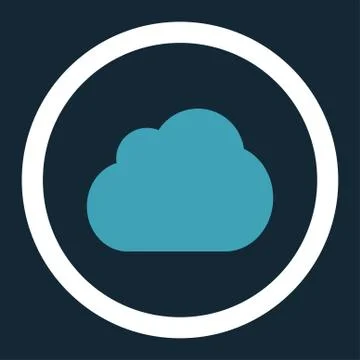 Cloud flat blue and white colors rounded vector icon Stock Illustration