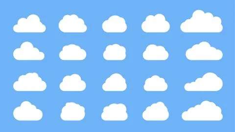 Cloud flat bubble blue sky vector weather icon set 스톡 일러스트