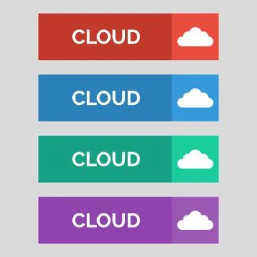 Cloud flat buttons on grey background. Stock Illustration