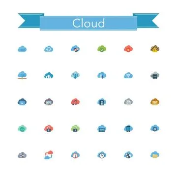Cloud Flat Icons Stock Illustration