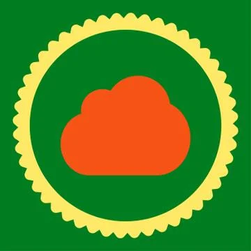 Cloud flat orange and yellow colors round stamp icon Stock Illustration