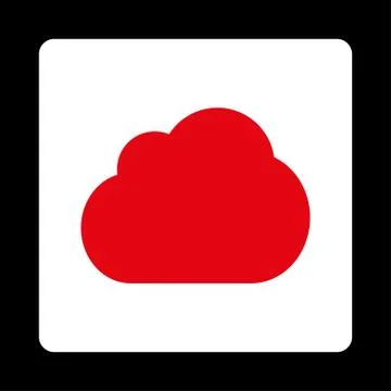 Cloud flat red and white colors rounded button Stock Illustration