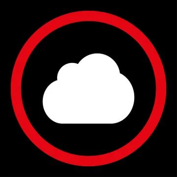 Cloud flat red and white colors rounded vector icon Stock Illustration