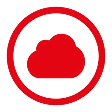 Cloud flat red color rounded vector icon Stock Illustration