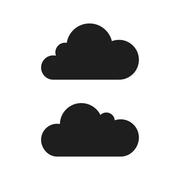 Cloud flat silhouette icons on white background vector Illustrazione stock