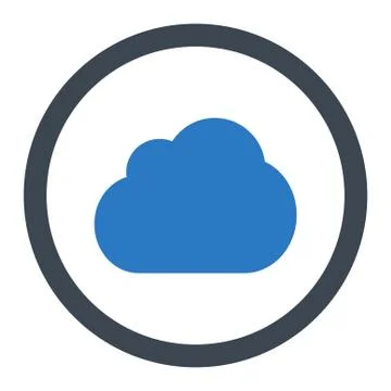 Cloud flat smooth blue colors rounded vector icon Stock Illustration