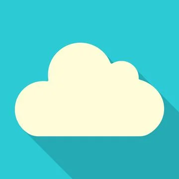 Cloud in flat style with shadow. Illustration on blue background Stock Illustration