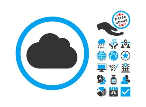 Cloud Flat Vector Icon With Bonus イラスト素材
