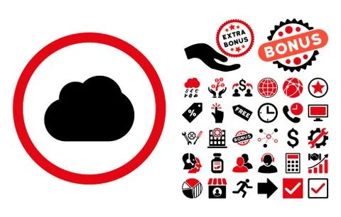 Cloud Flat Vector Icon with Bonus Stock Illustration