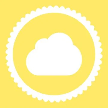 Cloud flat white color round stamp icon Stock Illustration