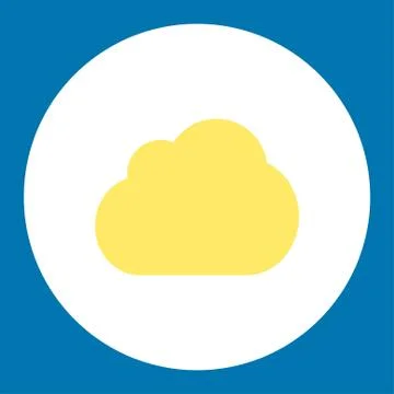 Cloud flat yellow and white colors round button Stock Illustration