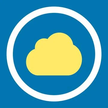 Cloud flat yellow and white colors rounded vector icon Stock Illustration