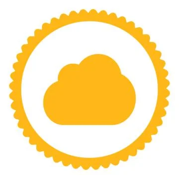 Cloud flat yellow color round stamp icon 스톡 일러스트
