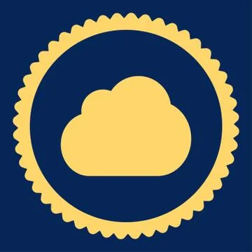 Cloud flat yellow color round stamp icon 스톡 일러스트