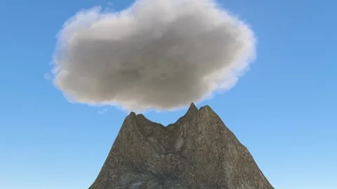 A cloud flies over the mountain and obscures the sun. Stock Footage 144545349