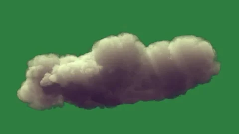 A cloud is floating in the air on green screen and frame motion cartoonish Stockbeeldmateriaal 337342054
