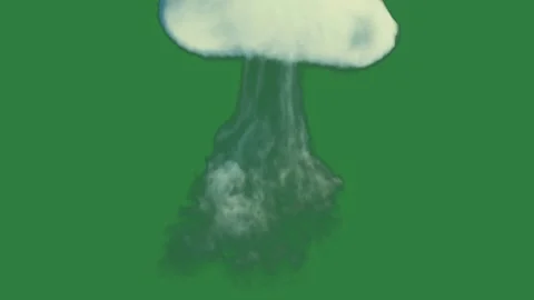 Cloud floating on in the air is smoke coming out of it isolated on green Stock Footage 336948197