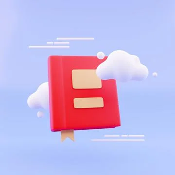 Cloud floating on blue background books. Minimal idea concept. 3D render Stockillustratie