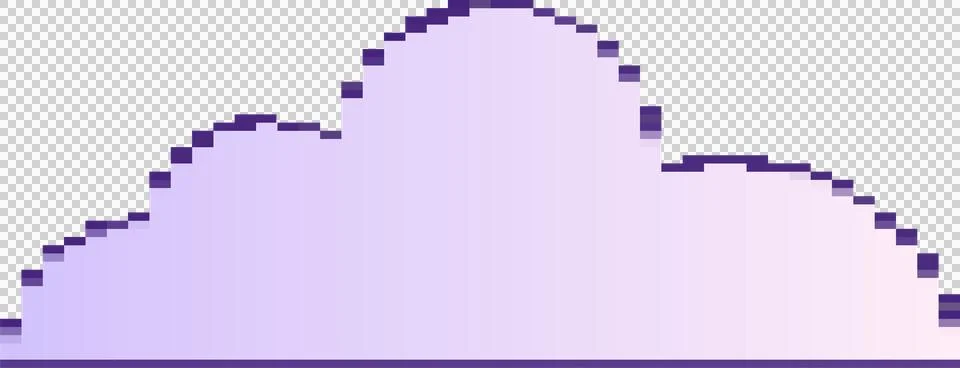 Cloud is floating in flat style, lavender to pink gradient, pixel edges, Stock Illustration