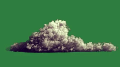 A cloud is floating isolated on green screen background Stock Footage 336858655
