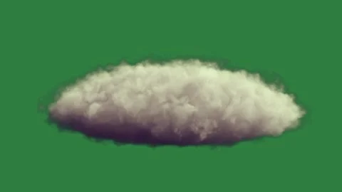 A cloud is floating isolated on green screen background Stock Footage 336954916