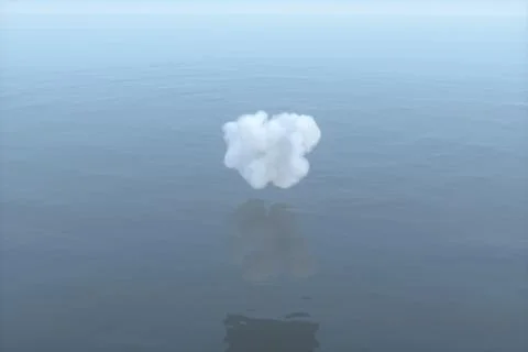 The cloud floating on the lake,peaceful scene,3d rendering. Stock Illustration
