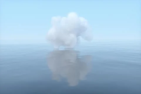 The cloud floating on the lake,peaceful scene,3d rendering. イラスト素材