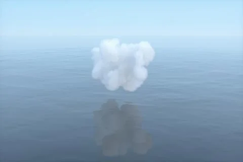 The cloud floating on the lake,peaceful scene,3d rendering. イラスト素材