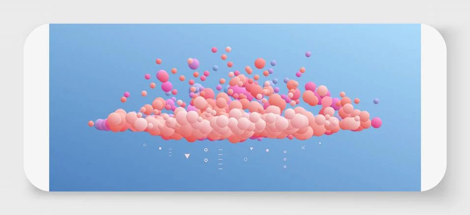 Cloud. Floating liquid blobs. Abstract banner with fluid shapes. 3D vector il Stock Illustration