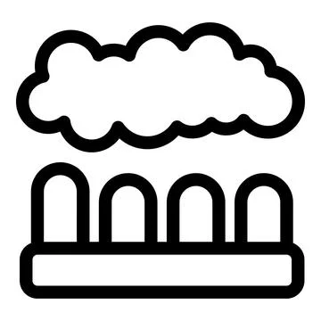 Cloud floating over city buildings line icon Ilustración de archivo