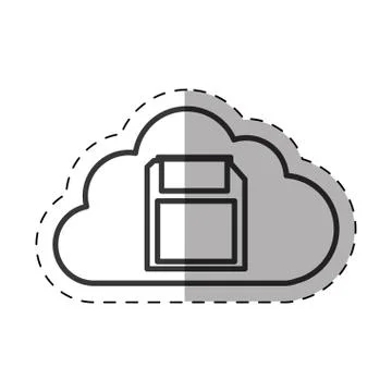 Cloud floppy backup device technology thin line Stock Illustration