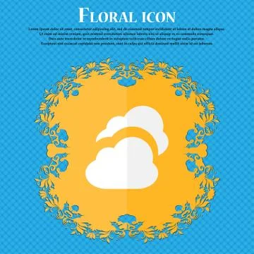 Cloud . Floral flat design on a blue abstract background with place for your  Illustrazione stock