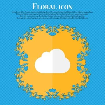 Cloud . Floral flat design on a blue abstract background with place for your  스톡 일러스트