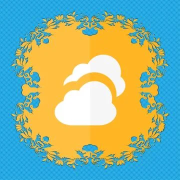 Cloud . Floral flat design on a blue abstract background with place for your tex Stockillustratie