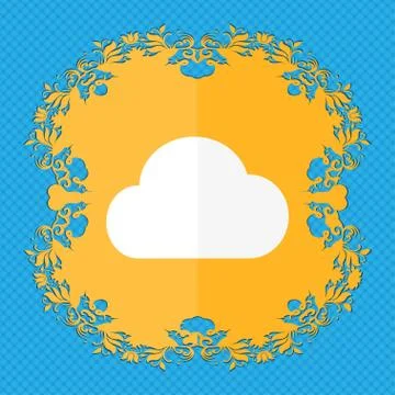 Cloud . Floral flat design on a blue abstract background with place for your tex Stockillustratie