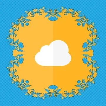 Cloud . Floral flat design on a blue abstract background with place for your tex 스톡 일러스트