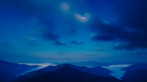 The cloud flow above the sky. evening night time Stock-Footage 95192251