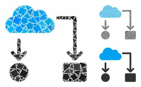Cloud flow chart Composition Icon of Trembly Parts Stock Illustration