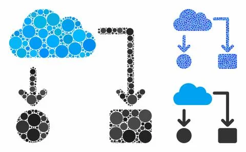 Cloud Flow Chart Mosaic Icon of Round Dots Stockillustratie